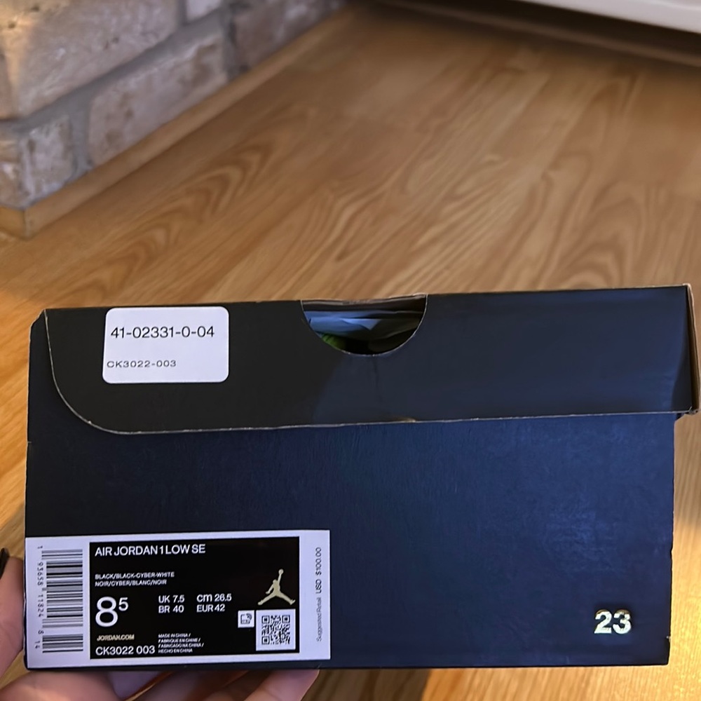Air Jordan 1 Low SE, black/black-cyber-white, worn only a couple times, clean